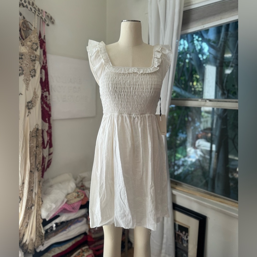 Urban Outfitters White Smocked cotton Tank mini sun Dress